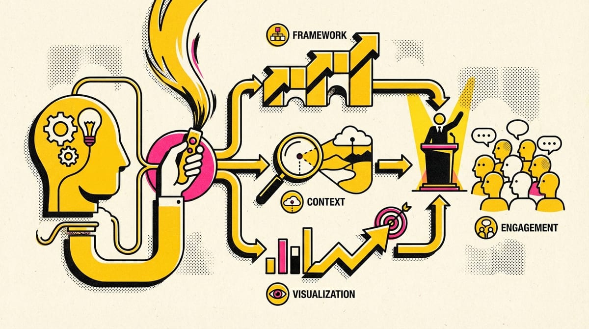 Dynamic data visualization blending charts and storytelling elements to enhance presentations.
