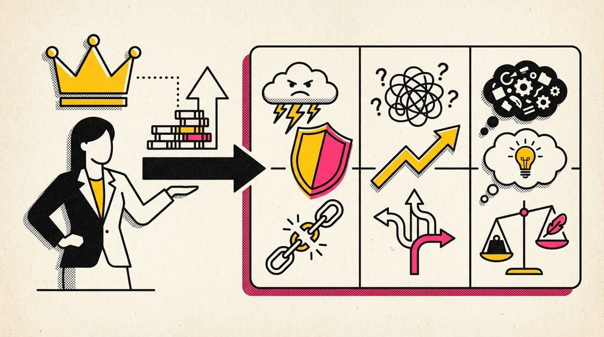 Customer service excellence symbolized by a confident professional alleviating client stress and anxiety.